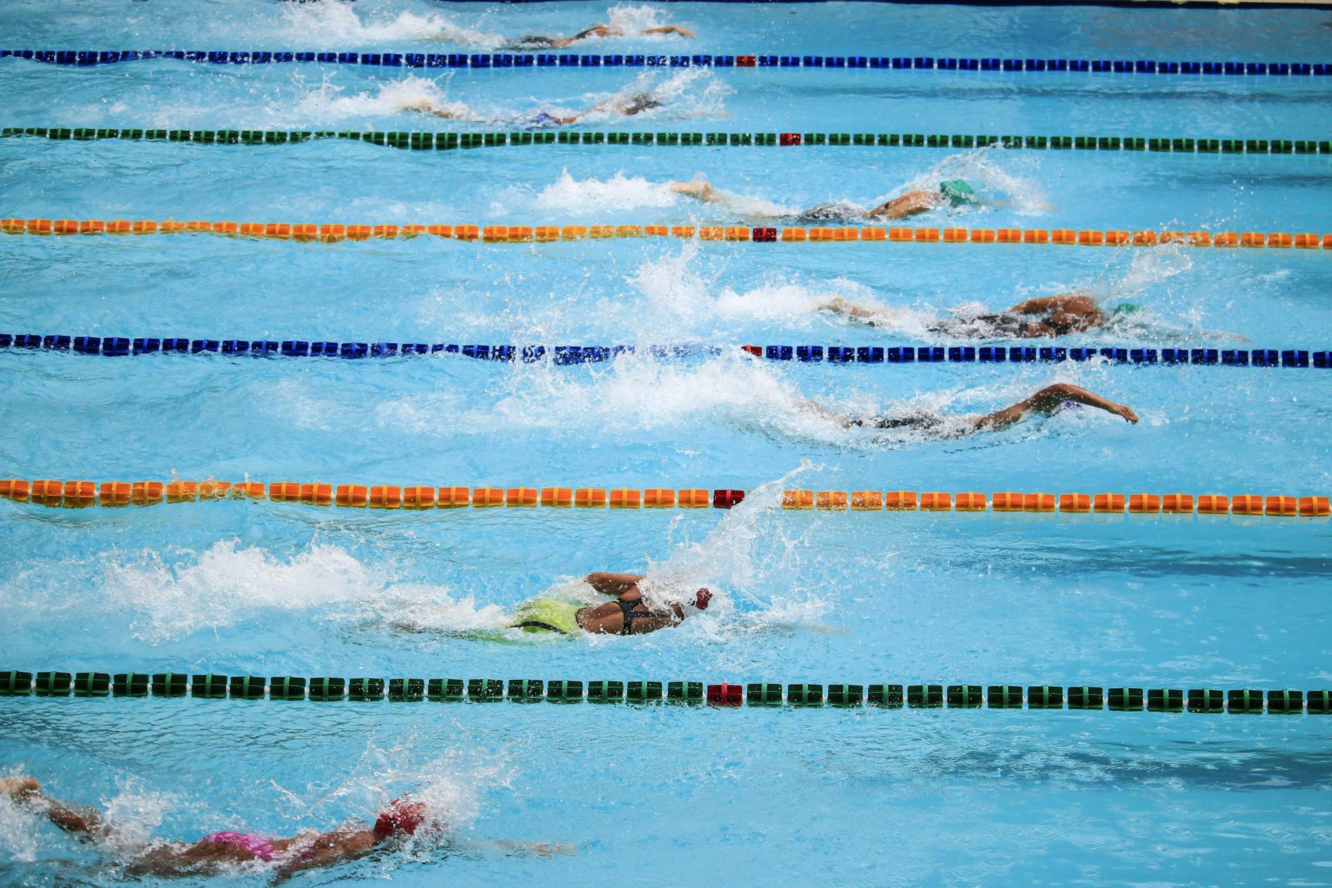 People Doing Swim Race