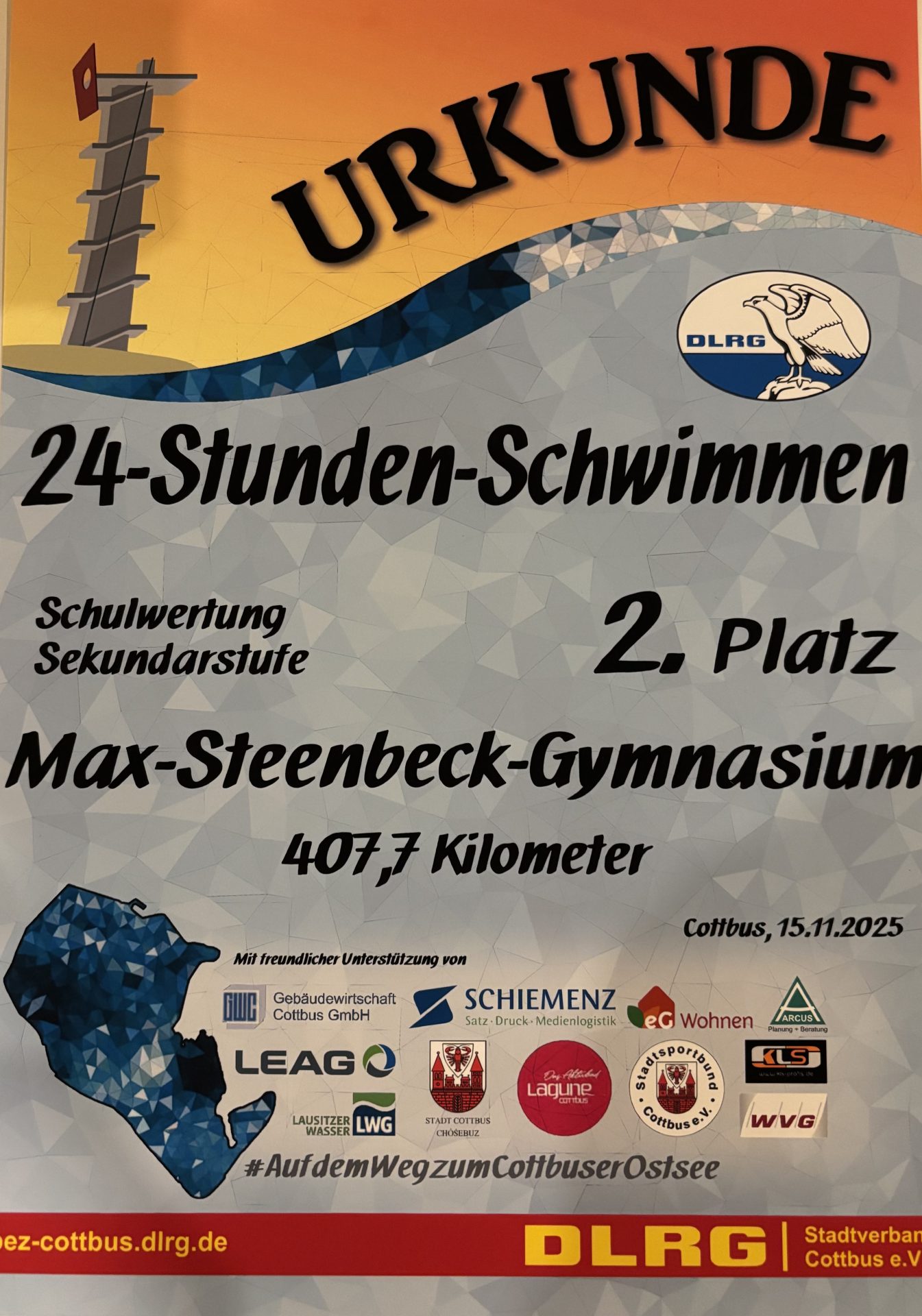 Ein Vierteljahrhundert Schwimmbegeisterung – MSG holt Silber in der Schulwertung beim diesjährigen 24-Stunden-Schwimmen!